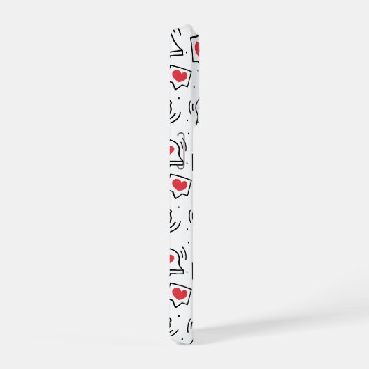 Minimal Black & White Heart Notification Pattern iPhone Hoesje (Rechterkant)