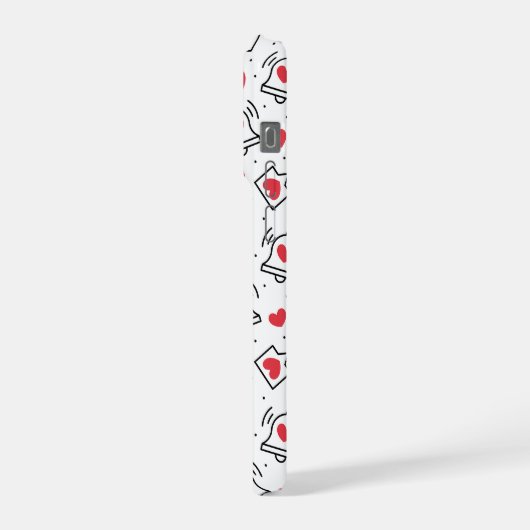 Minimal Black & White Heart Notification Pattern iPhone Hoesje (Linkerkant)