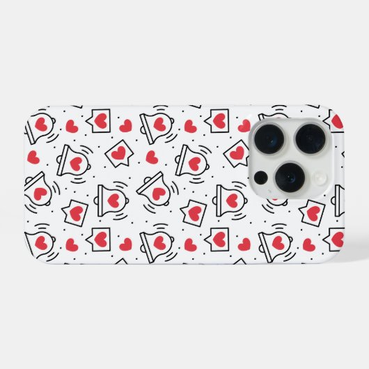 Minimal Black & White Heart Notification Pattern iPhone Hoesje (Achterkant horizontaal)