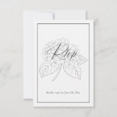 Minimal Black & White Hydrangea Wedding RSVP (Voorkant)