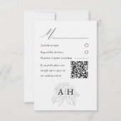 Minimal Black & White Hydrangea Wedding RSVP (Achterkant)