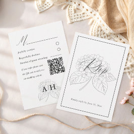 Minimal Black & White Hydrangea Wedding RSVP