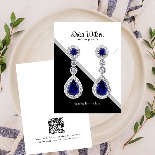 Minimal Black White Necklace Earring Display Card Visitekaartje