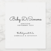 Minimal Black White Pregnancy Announcement  Wijn Etiket (Enkel label)