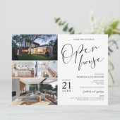 Minimal Black & White Realty Open House 4 foto's Kaart (Staand voorkant)