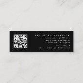 Minimal Black White Script Lash Logo Qr Code Mini Visitekaartje (Achterkant)