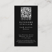 Minimal Black White Script Lash Photo Logo QR Visitekaartje (Achterkant)