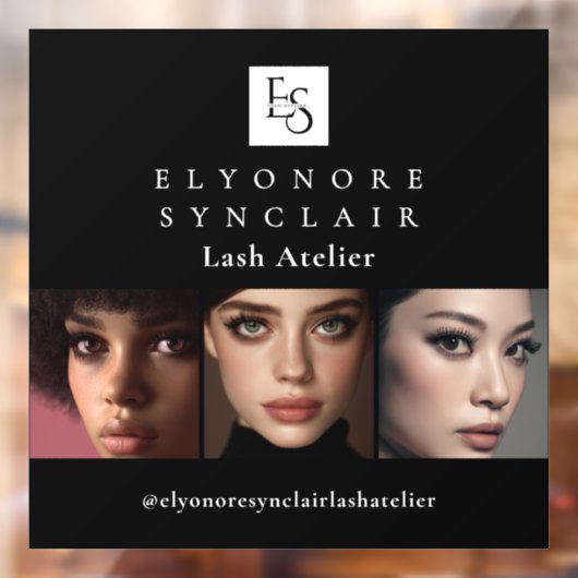 Minimal Black White Script Lash Photo Logo Raamsticker (Vel 2)