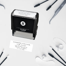 Minimal Black White Script Lash Zelfinktende Stempel