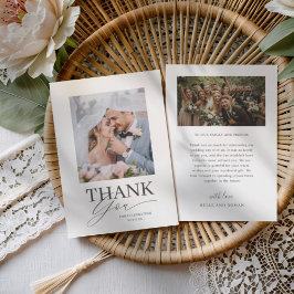 Minimal Black & White Thank You Wedding  Bedankkaart