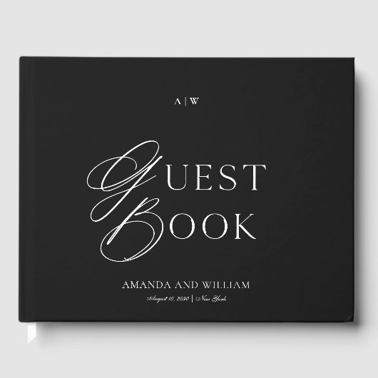 Minimal Black & White Wedding Guest Book Gastenboek (Voorkant)