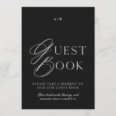 Minimal Black & White Wedding Guest Book Sign Kaart (Voorkant)