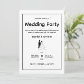 Minimal Black & White Wedding Invitation Kaart (Staand voorkant)