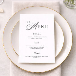 Minimal Black & White Wedding Menu Card Kaart