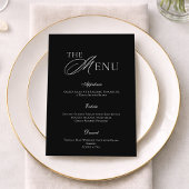 Minimal Black & White Wedding Menu Card Kaart