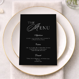 Minimal Black & White Wedding Menu Card Kaart