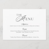 Minimal Black & White Wedding Menu card Kaart (Voorkant)