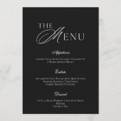 Minimal Black & White Wedding Menu Card Kaart (Voorkant)