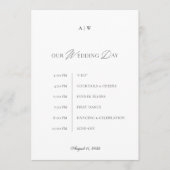 Minimal Black & White Wedding Timeline Card Kaart (Voorkant)