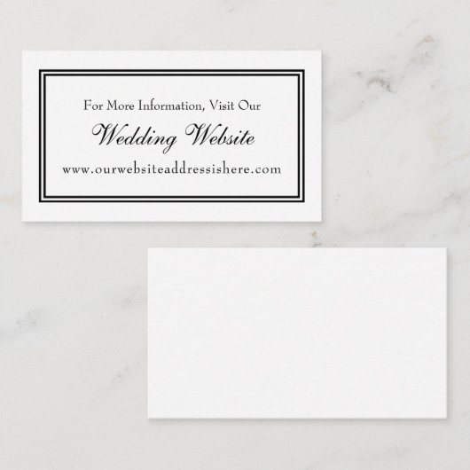 Minimal Black White Wedding Website Insert Kaarten (Voorkant / Achterkant)