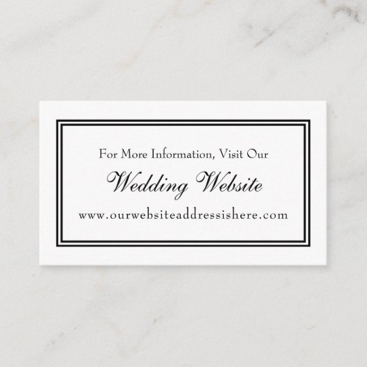 Minimal Black White Wedding Website Insert Kaarten (Voorkant)