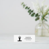 Minimal Black Yoga Instructor Professional Logo Mini Visitekaartje (Staand voorkant)
