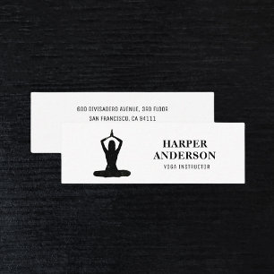 Minimal Black Yoga Instructor Professional Logo Mini Visitekaartje