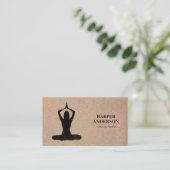 Minimal Black Yoga Instructor Professional Logo Visitekaartje (Staand voorkant)