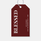 Minimal BLESSED | Deep Red Holiday Cadeaulabel (Voorkant)