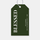 Minimal BLESSED | Forest Green Holiday Cadeaulabel (Voorkant)