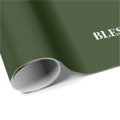Minimal BLESSED | Forest Green Holiday Cadeaupapier (Rol Hoek)