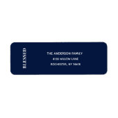 Minimal BLESSED | Navy Blue Holiday Address Label (Voorkant)