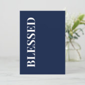 Minimal BLESSED | Navy Blue Holiday Greeting Card Feestdagenkaart (Staand voorkant)