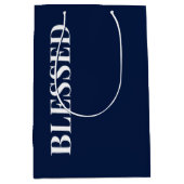 Minimal BLESSED | Navy Blue Holiday Medium Cadeauzakje (Voorkant)