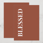 Minimal BLESSED | Terracotta Holiday Greeting Card Feestdagenkaart (Voorkant / Achterkant)