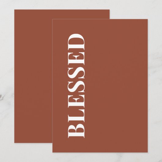 Minimal BLESSED | Terracotta Holiday Greeting Card Feestdagenkaart (Voorkant / Achterkant)