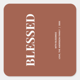 Minimal BLESSED | Terracotta Holiday Vierkante Sticker