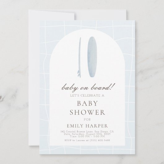Minimal Blue Baby aan boord Baby shower Kaart (Voorkant)