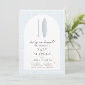 Minimal Blue Baby aan boord Baby shower Kaart (Staand voorkant)