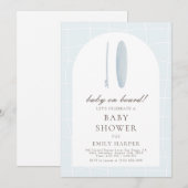 Minimal Blue Baby aan boord Baby shower Kaart (Voorkant / Achterkant)