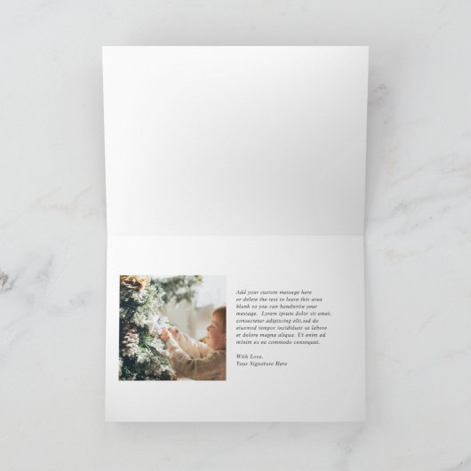 Minimal Blue Border Foto Elegant Kerstmis Feestdagen Kaart (Binnen)