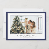 Minimal Blue Border Foto Elegant Kerstmis Feestdagenkaart (Voorkant)