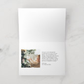 Minimal Blue Border Foto Elegant Kerstmis Folie Feestdagenkaart (Binnenlaag)