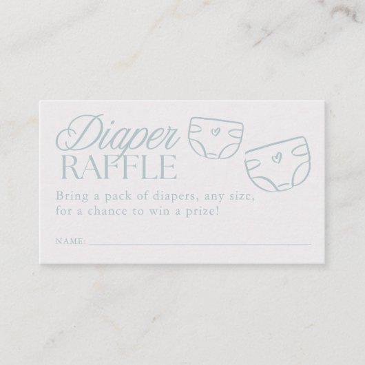 Minimal Blue Boy Baby Shower Diaper Raffle Informatiekaartje (Voorkant)
