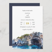 Minimal Blue Cliff Coastal Landscape Beach Wedding Kaart (Voorkant / Achterkant)