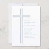 Minimal Blue Cross Confirmation Invitation Kaart (Voorkant)