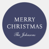 Minimal Blue Elegant Christmas Ronde Sticker (Voorkant)