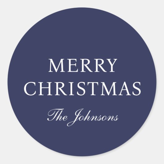 Minimal Blue Elegant Christmas Ronde Sticker (Voorkant)