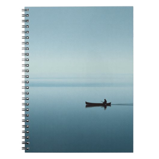 Minimal Blue Lake Canoe Reflection Notitieboek (Voorkant)