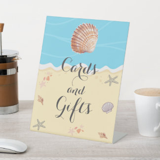 Minimal Blue Ocean Summer Wedding Cards and Gifts  Reclamebord Met Voetstuk